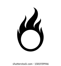 Ring Fire Flames Icon Simple Black and White Template. Fire Flame Symbol Sign Isolated on White Background. Concept Illustration for Graphic and Web Design