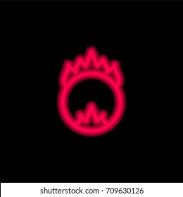 Ring of Fire red glowing neon ui ux icon. Glowing sign logo vector