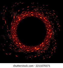 The ring of fire spins with speed. Some of the fireball bolts came out of the ring.