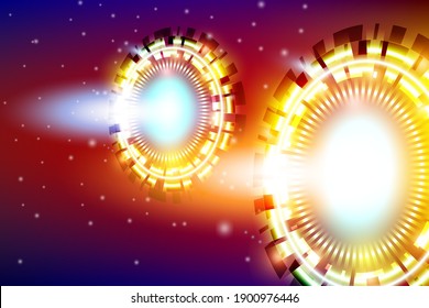 Ring of Fire UFO Space Soaring Abstract Color Glow Background Design
