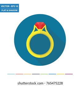 Ring flat icon with long shadow. Vector Illustration.