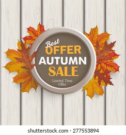 Ring with foliage aon the brown background. Eps 10 vector file.
