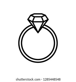 Ring with gemstone, diamond - line icon. Graphic elements for your design