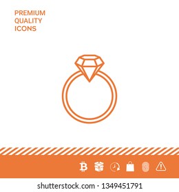 Ring with gemstone, diamond - line icon. Graphic elements for your design