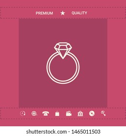 Ring with gemstone, diamond - line icon. Graphic elements for your design