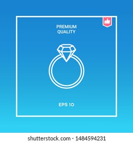 Ring with gemstone, diamond - line icon. Graphic elements for your design