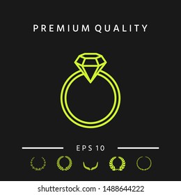 Ring with gemstone, diamond - line icon. Graphic elements for your design