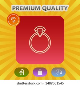 Ring with gemstone, diamond - line icon. Graphic elements for your design