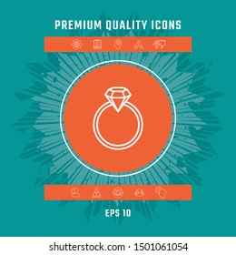 Ring with gemstone, diamond - line icon. Graphic elements for your design