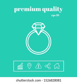 Ring with gemstone, diamond - line icon. Graphic elements for your design