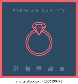 Ring with gemstone, diamond - line icon. Graphic elements for your design