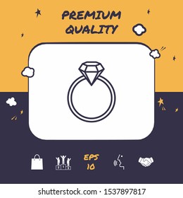 Ring with gemstone, diamond - line icon. Graphic elements for your design