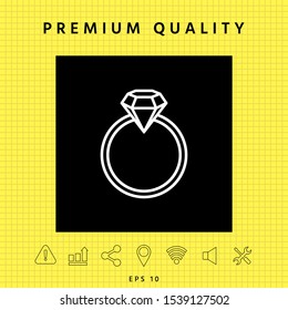 Ring with gemstone, diamond - line icon. Graphic elements for your design