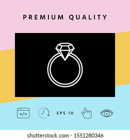 Ring with gemstone, diamond - line icon. Graphic elements for your design