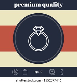 Ring with gemstone, diamond - line icon. Graphic elements for your design