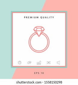 Ring with gemstone, diamond - line icon. Graphic elements for your design