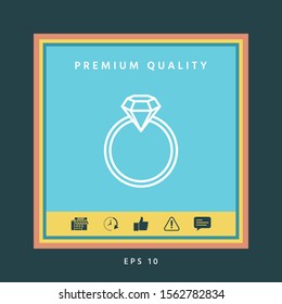 Ring with gemstone, diamond - line icon. Graphic elements for your design