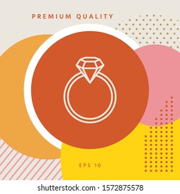 Ring with gemstone, diamond - line icon. Graphic elements for your design