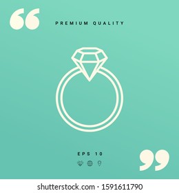 Ring with gemstone, diamond - line icon. Graphic elements for your design