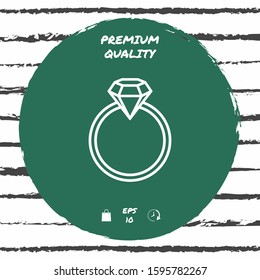 Ring with gemstone, diamond - line icon. Graphic elements for your design