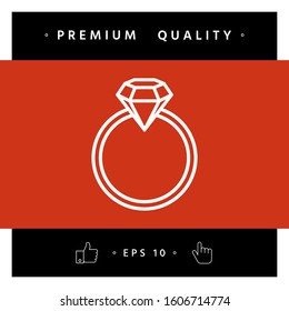 Ring with gemstone, diamond - line icon. Graphic elements for your design
