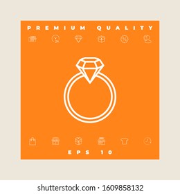 Ring with gemstone, diamond - line icon. Graphic elements for your design
