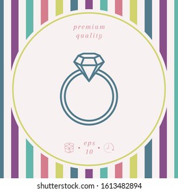 Ring with gemstone, diamond - line icon. Graphic elements for your design