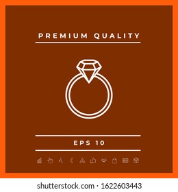 Ring with gemstone, diamond - line icon. Graphic elements for your design