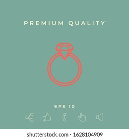 Ring with gemstone, diamond - line icon. Graphic elements for your design
