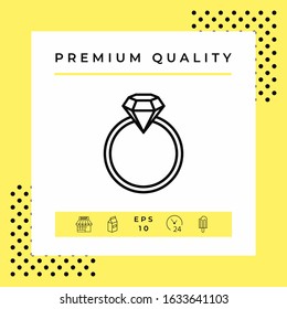 Ring with gemstone, diamond - line icon. Graphic elements for your design