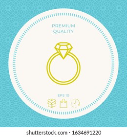 Ring with gemstone, diamond - line icon. Graphic elements for your design