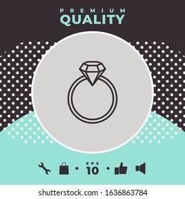 Ring with gemstone, diamond - line icon. Graphic elements for your design