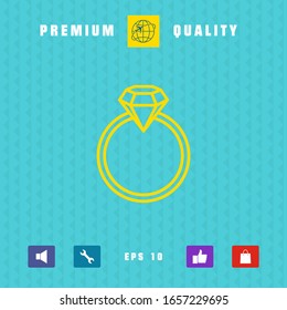 Ring with gemstone, diamond - line icon. Graphic elements for your design