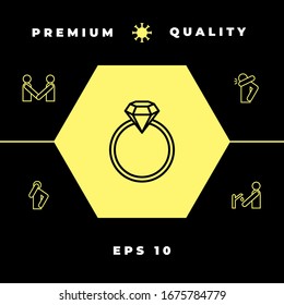 Ring with gemstone, diamond - line icon. Graphic elements for your design