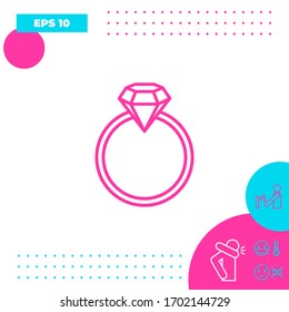 Ring with gemstone, diamond - line icon. Graphic elements for your design