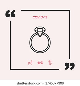 Ring with gemstone, diamond - line icon. Graphic elements for your design