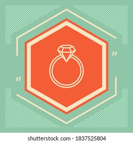 Ring with gemstone, diamond - line icon. Graphic elements for your design