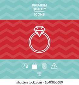 Ring mit Edelstein, Diamant - Linie Symbol. Grafische Elemente für Ihr Design