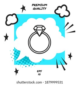 Ring mit Edelstein, Diamant - Linie Symbol. Grafische Elemente für Ihr Design