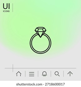 Ring with gemstone, diamond - line icon. Signs and symbols for your design