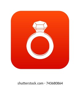 Ring with gemstone icon digital red for any design isolated on white vector illustration
