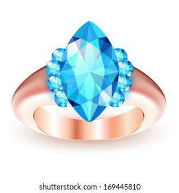 Ring with gemstone isolated on white background