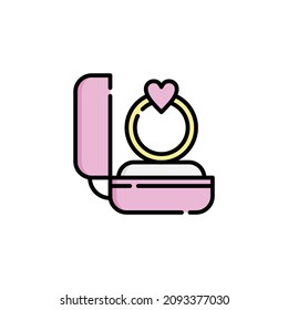 Ring in gift box. Illustration symbol design template for web mobile UI element.