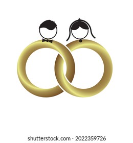 Corazón de joyería de anillo casado con la ilustración de vektor de oro