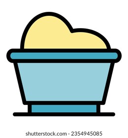 Ring grain bowl icon outline vector. Breakfast cereal. Eating flakes color flat