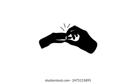 Anillo Boda de mano, silueta aislada negra