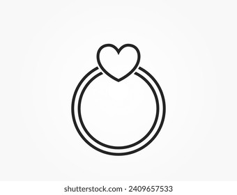 ring with heart line icon. love, romantic, wedding and engaged symbol. vector element for valentines day design