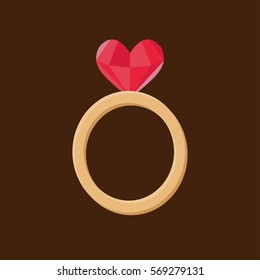 Ring heart on a dark background. Vector illustration