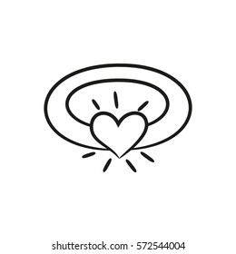 Ring with heart on the white background for your design. Vector illustration.
