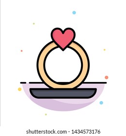 Ring, Heart, Proposal Abstract Flat Color Icon Template